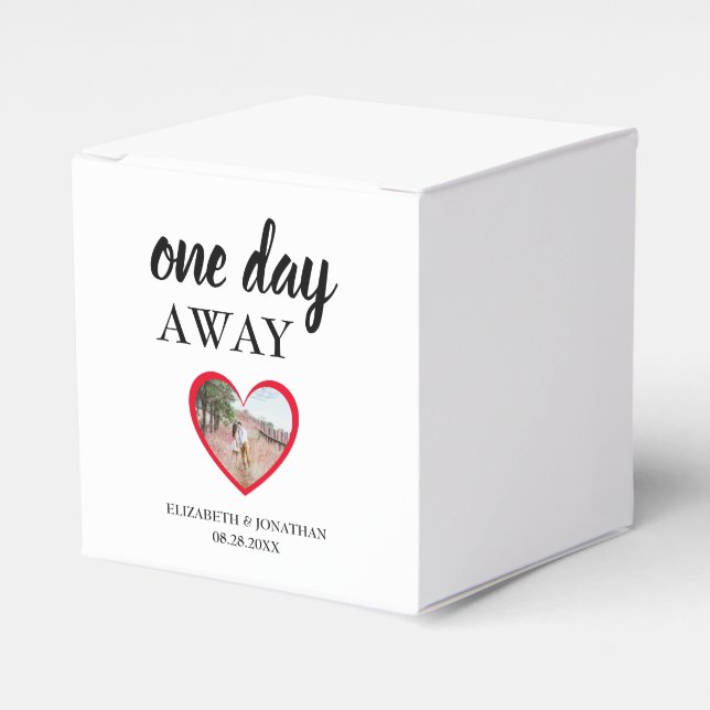 One Day Away Heart Photo Rehearsal Dinner Favor Boxes (Front Side)