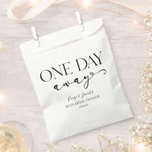 One Day Away Minimal Wedding Rehearsal Dinner Favor Bag