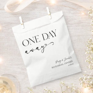 One Day Away Minimal Wedding Rehearsal Dinner Favor Bag