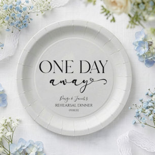 One Day Away Minimal Wedding Rehearsal Dinner Paper Plates