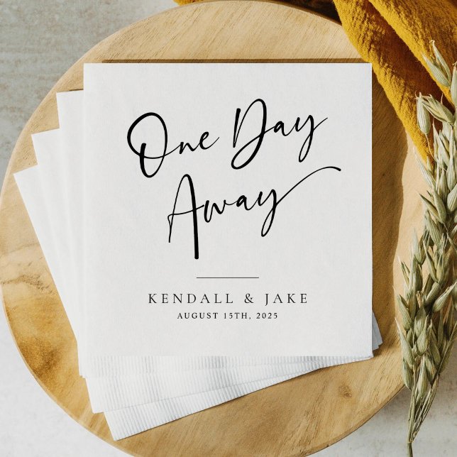 One Day Away Rehearsal Dinner Modern Elegant Napkins (Creator Uploaded)