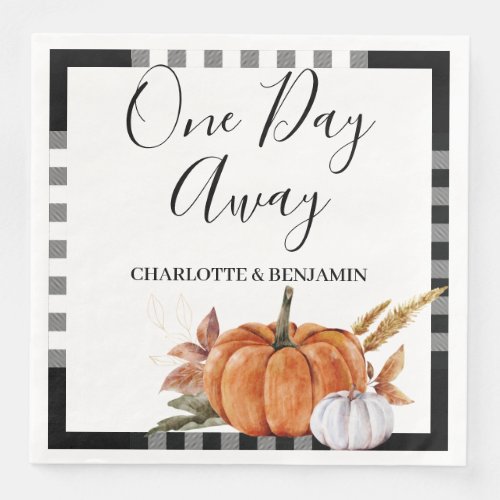 One Day Away Watercolor Pumpkin Autumn Rehearsal Paper Dinner Napkins