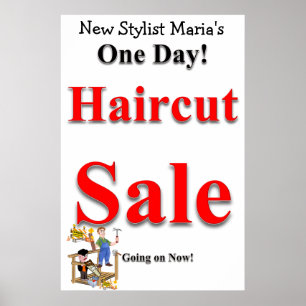 One Day Haircut Sale Beauty Salon Poster