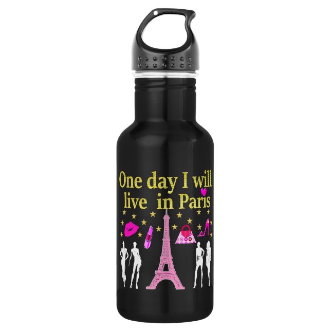 ONE DAY I WILL LIVE IN PARIS WATER BOTTLE (Front)