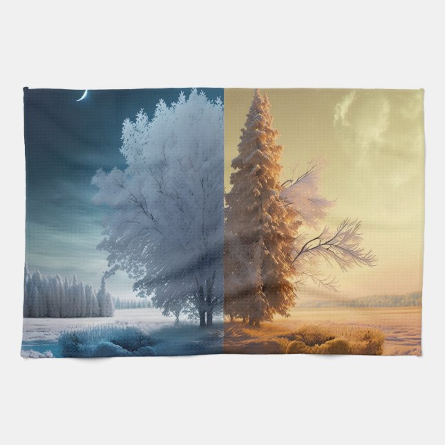 One day in winter kitchen towel (Horizontal)