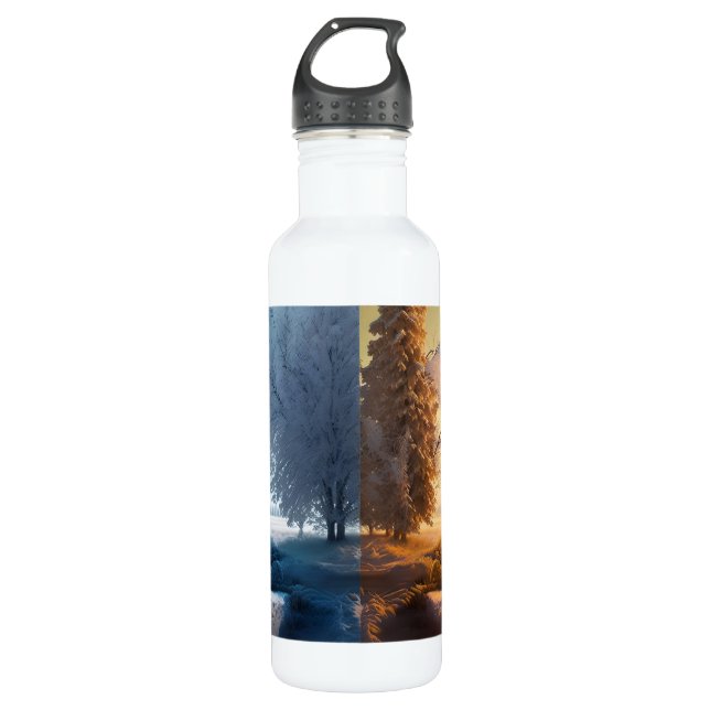 One day in winter stainless steel water bottle (Front)