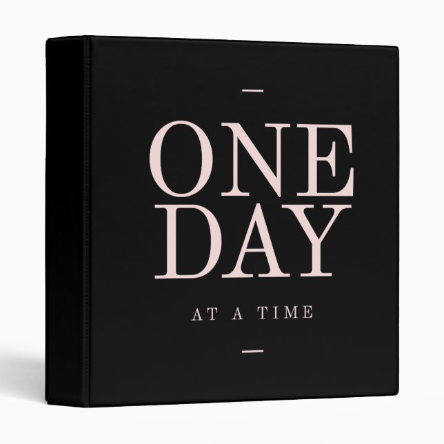 One Day - Inspiring Quotes Black Pink Goals 3 Ring Binder (Front/Spine)