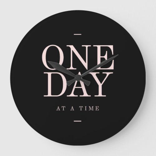 One Day _ Inspiring Quotes Black Pink Goals Large Clock