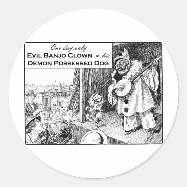 One Day Only: Evil Banjo Clown Classic Round Sticker (Front)