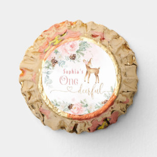 One-deer-ful blush pink 1st girl birthday reese's peanut butter cups