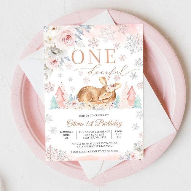 ONE Deerful Winter Birthday Invitation (Creator Uploaded)