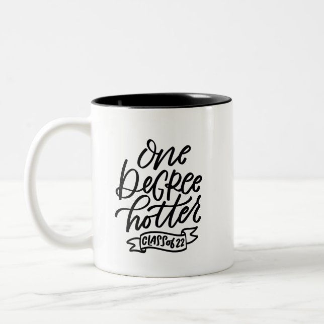 One Degree Hotter 2022 Handlettered  Two-Tone Coffee Mug (Left)