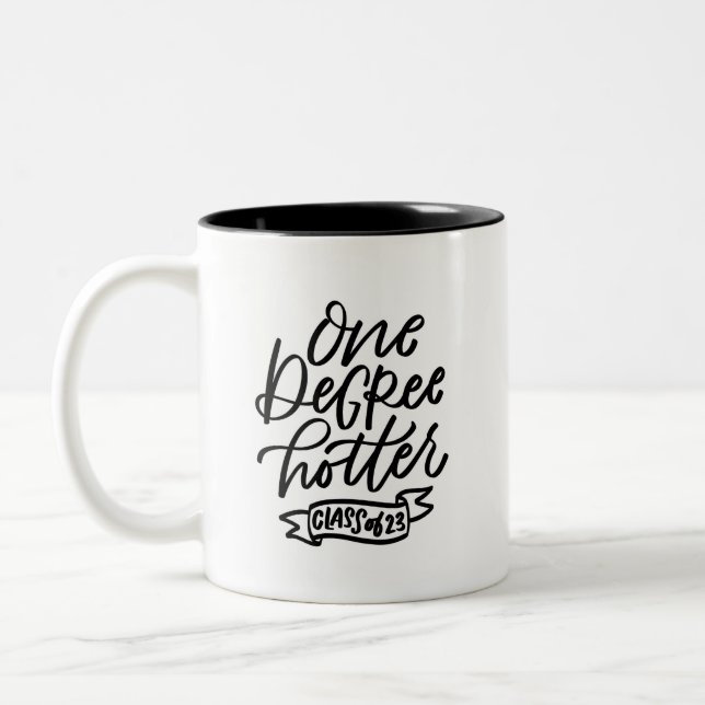One Degree Hotter 2023 Handlettered Two-Tone Coffee Mug (Left)