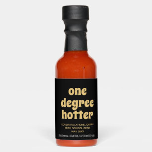 One Degree Hotter Black & Gold Graduation Favor Hot Sauces