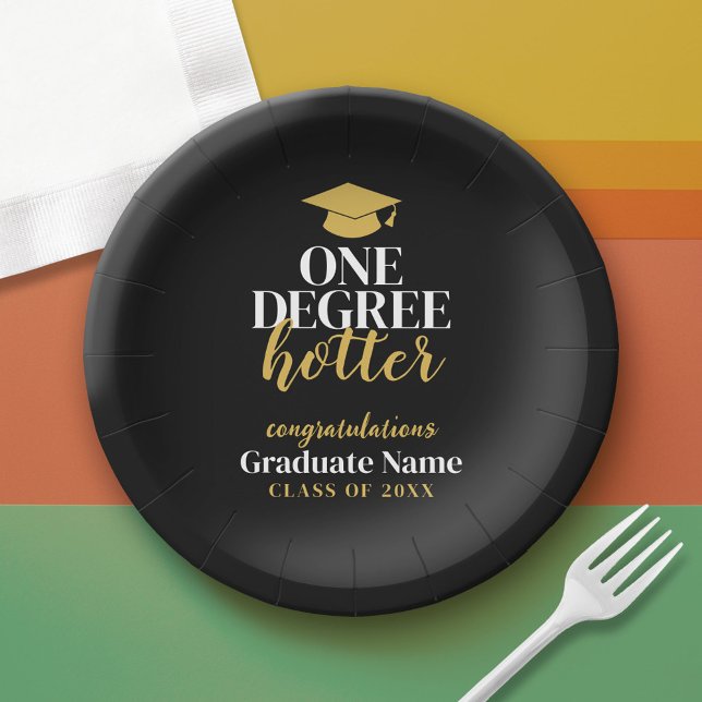 One Degree Hotter - Black Gold - Graduation Paper Plates (Custom Graduation Paper Plate)