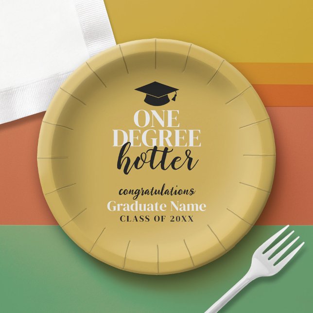 One Degree Hotter - Black Gold - Graduation Paper Plates (Custom Graduation Paper Plate)