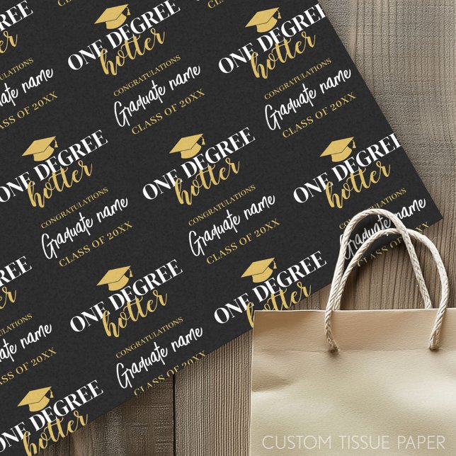 One Degree Hotter - Black Gold Graduation Tissue Paper (Graduation Tissue Paper)