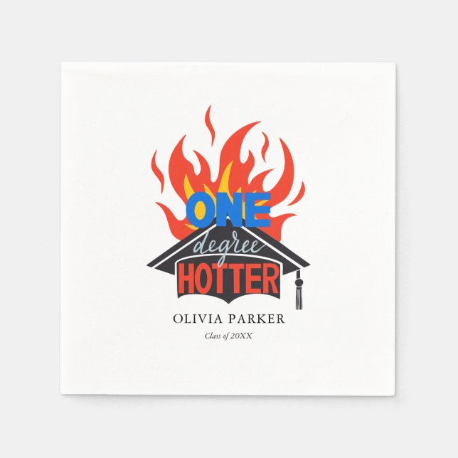 One Degree Hotter Flaming Graduation Cap Napkins (Front)
