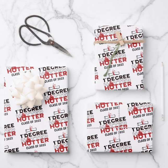 One Degree Hotter Funny Graduation Wrapping Paper Sheets (Front)