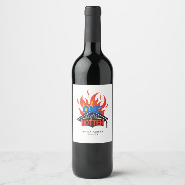 One Degree Hotter Grad Party Favor Wine Label (Front)
