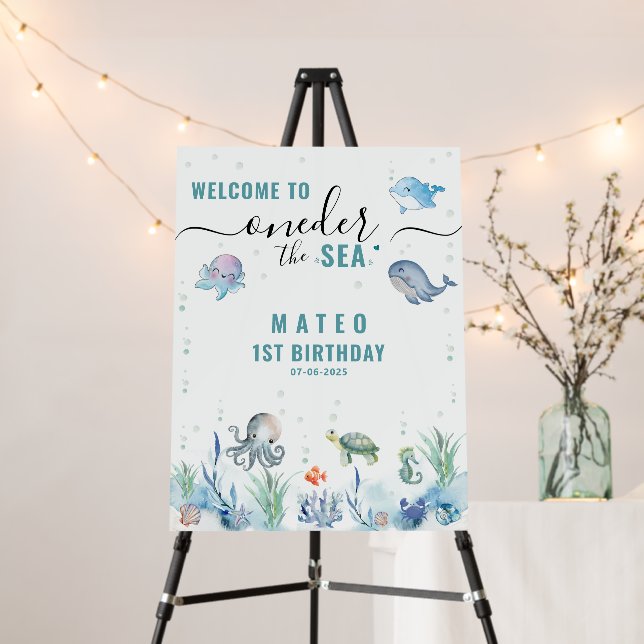 One-der The sea 1st birthday Welcome Signs (In Situ (Stand))