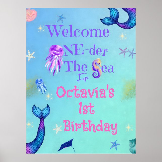 ONE-der the Sea Birthday Welcome Sign (Front)