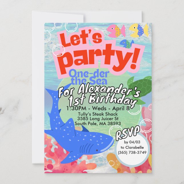 One-der The Sea First Birthday Invite (Front)