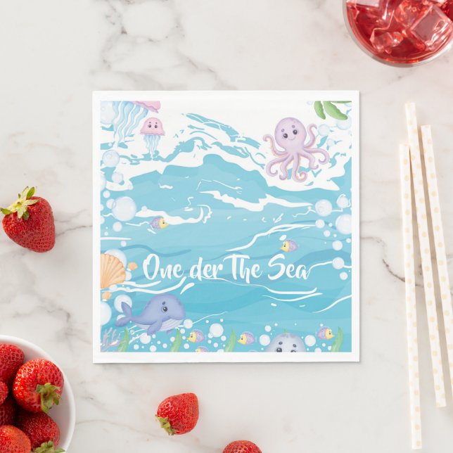 One-der The Sea First Birthday Party Napkiins Napkins (Insitu)