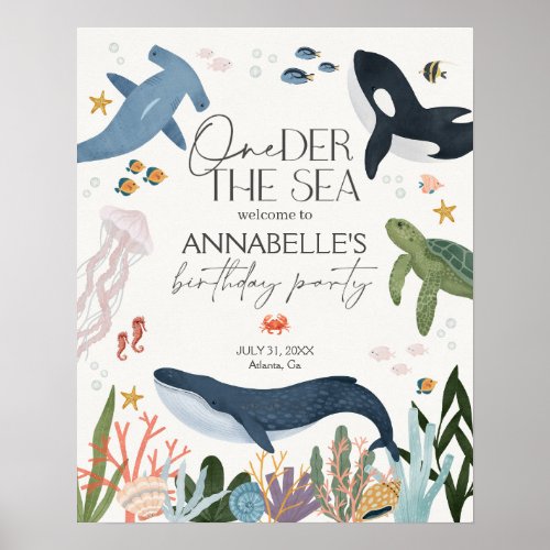 One_der The Sea First Birthday Party Welcome Sign