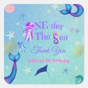 One-der the Sea First Birthday Square Sticker