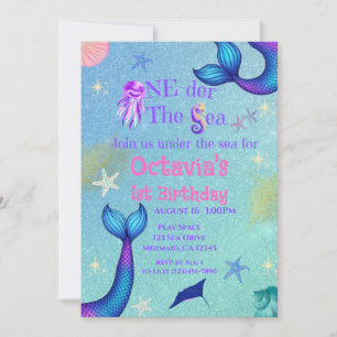 One-der the Sea Invitation   Mermaid Birthday