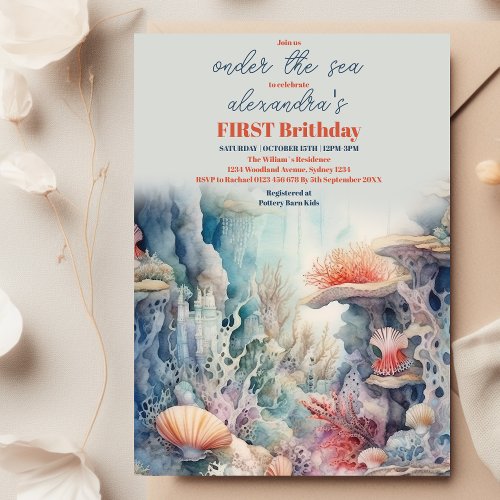 One_der the Sea Life 1st Birthday Invitation