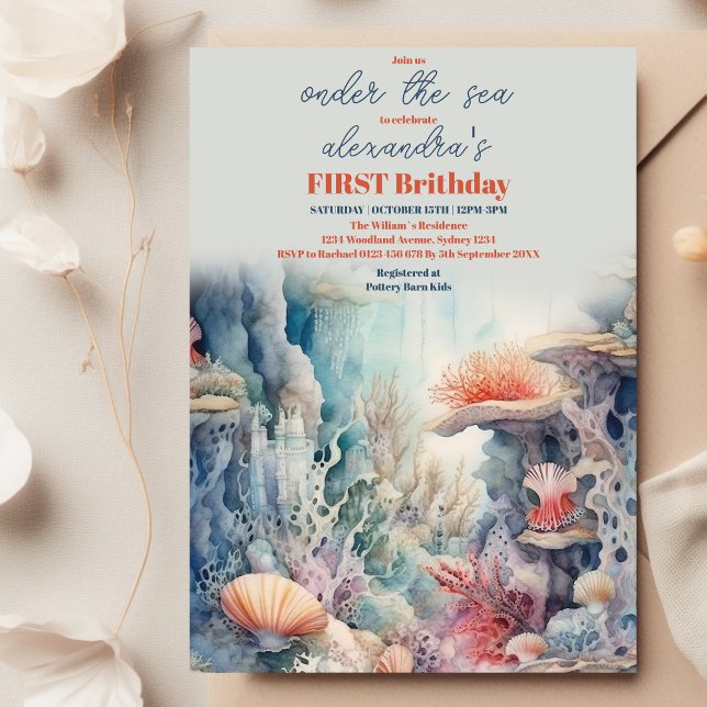 One-der the Sea Life 1st Birthday Invitation (Creator Uploaded)