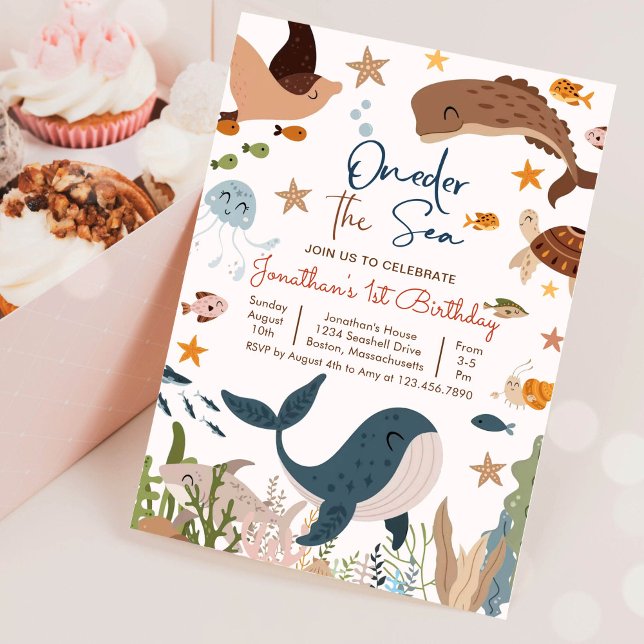 One-der the Sea Whale Shark Sea Life 1st Birthday Invitation (Creator Uploaded)
