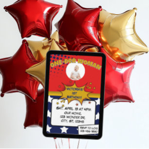 One-Der Woman, Superhero 1st Birthday Invitation