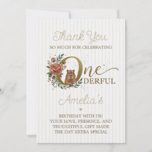 One-Derful 1st Birthday Neutral Thank You Card