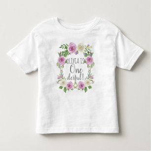 One derful Baby Girl Watercolor Lavender Floral Toddler T-shirt