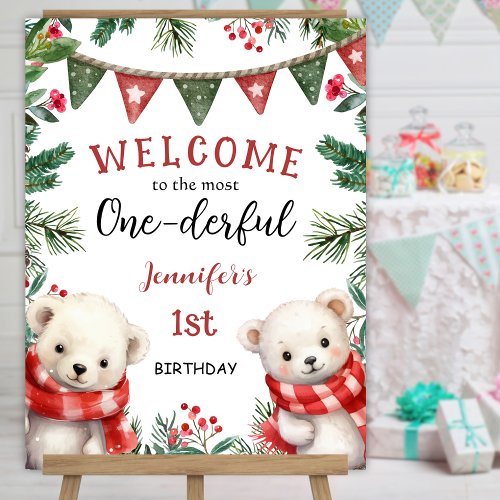 ONE_derful  Cute Bears Christmas 1st Birthday  Foam Board
