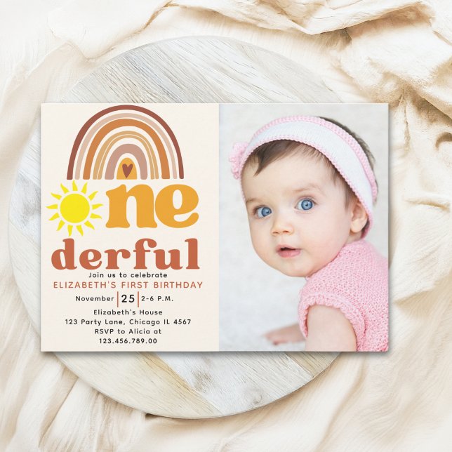 One - Derful Cute First Birthday with Boho Style  Invitation (Creator Uploaded)