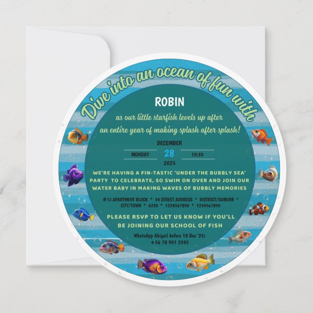 One-derful Day Round Birthday Invites (Back)