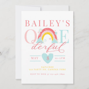 ONE derful, First birthday, Rainbow, ONE, Rainbow Invitation
