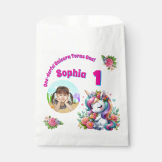 One-derful Magical Unicorn 1st Birthday Photo Favor Bag