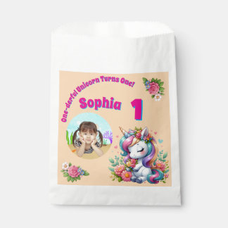 One-derful Magical Unicorn 1st Birthday Photo Favor Bag