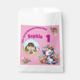 One-derful Magical Unicorn 1st Birthday Photo Favor Bag