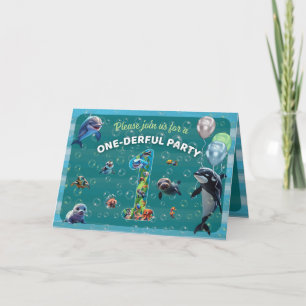 One-derful Party Folded Horizontal Invitation
