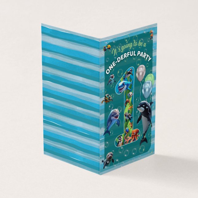 One-derful Party Vertical Birthday Invitation (Outside)