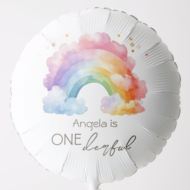 One derful Rainbow Kids Birthday  Balloon (Front)