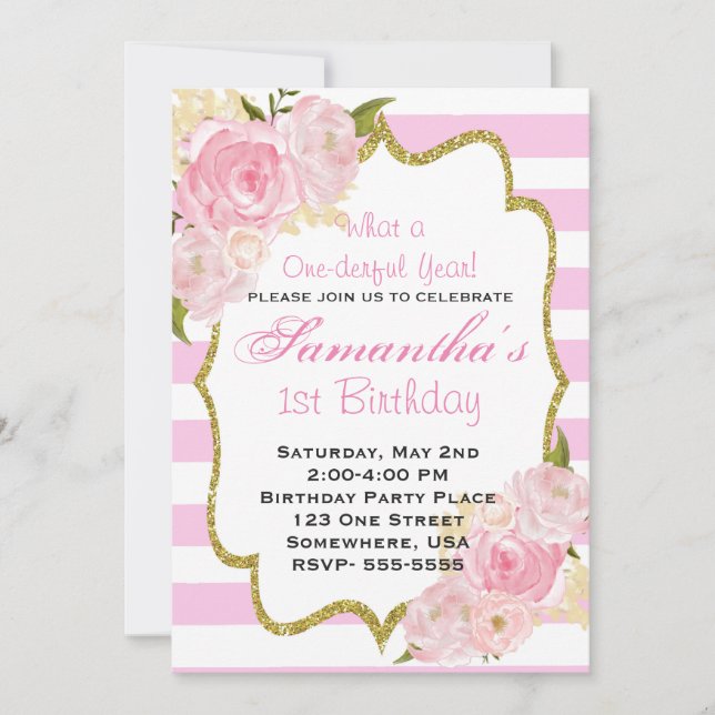 One-derful Year Invitations (Front)