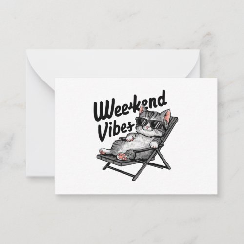 One design features a cool and comfortable kitten  note card