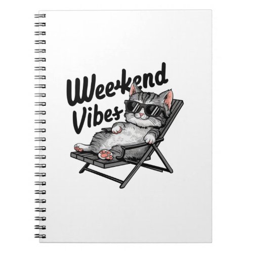 One design features a cool and comfortable kitten  notebook
